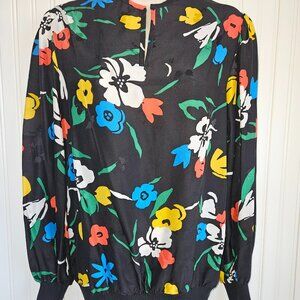 Fun Floral Alert! Vintage Richard Lang 100% Silk top